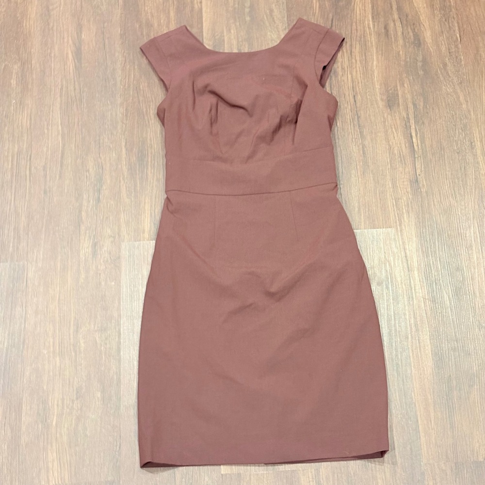 Deep Plum Tailored Sheath Dress Office Siren Dark Academia Structured Bodice 2